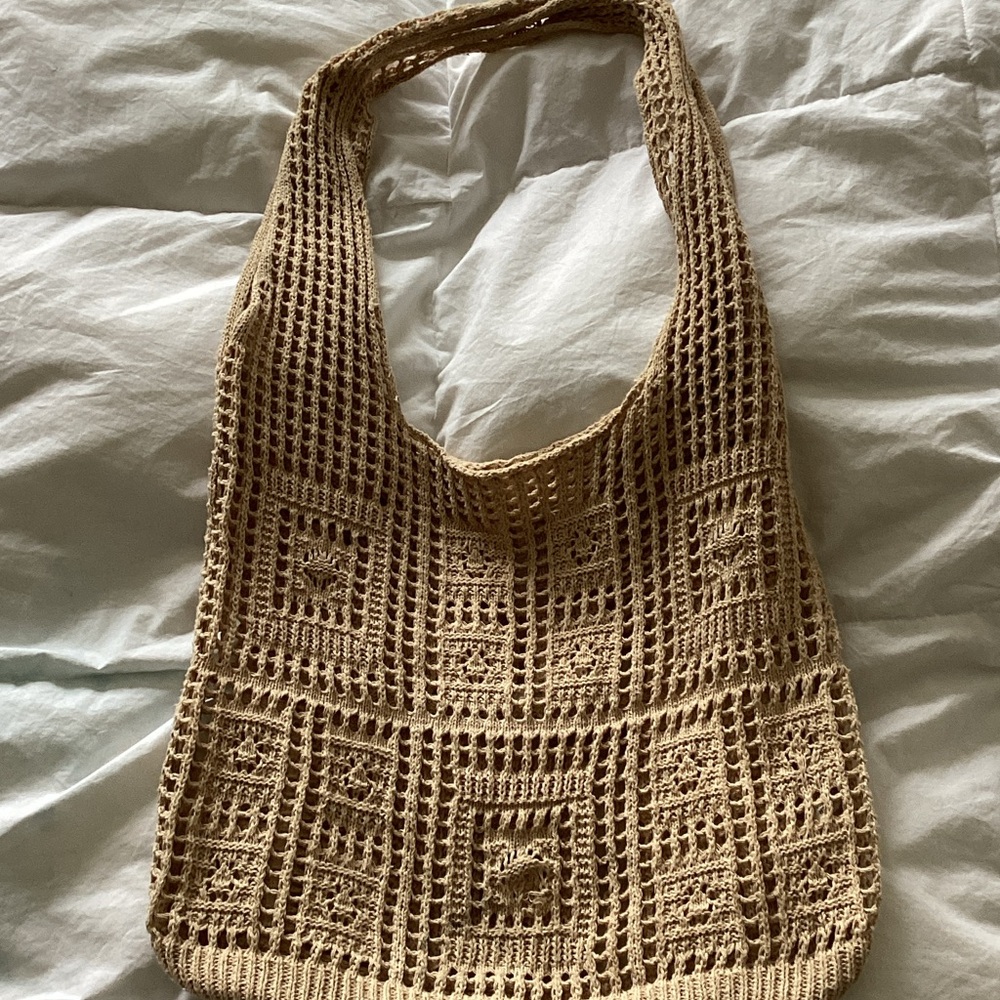 Handcrafted Tan Crochet Bag